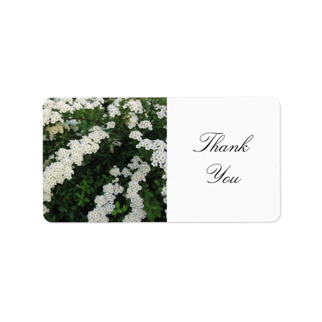 Delicate White Floral Thank You Label (Front)