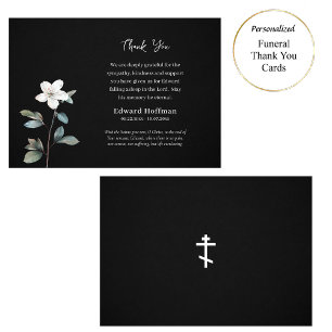 Delicate White Flower Orthodox Christian Funeral Thank You Card