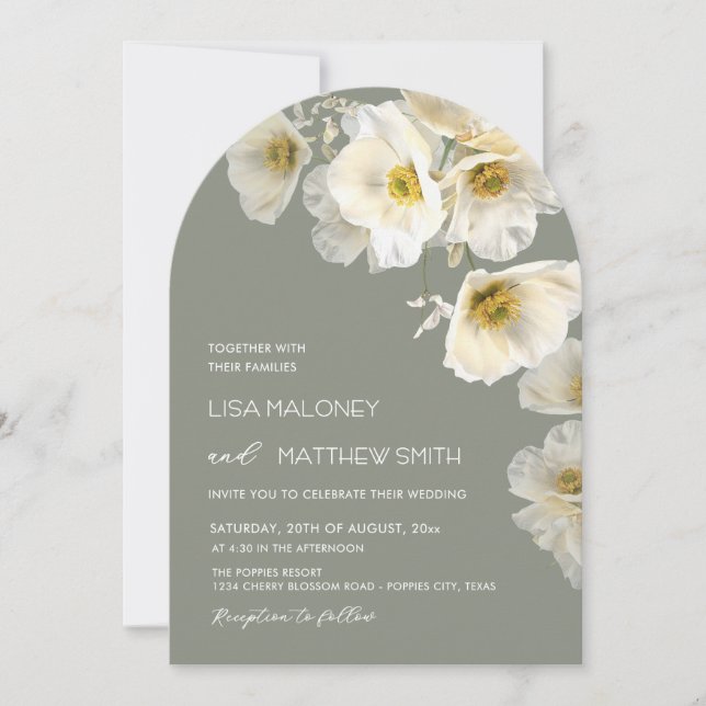 Delicate White Flowers Wedding Invitation (Front)