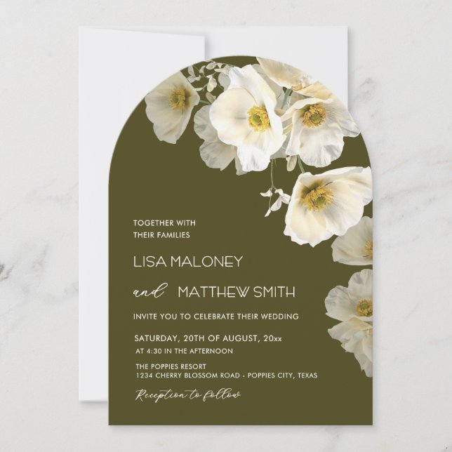 Delicate White Flowers Wedding Invitation (Front)