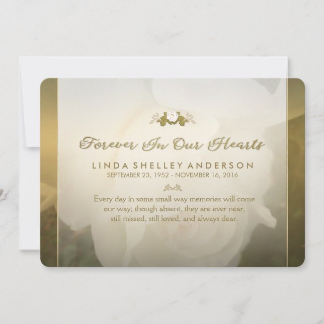 Delicate White Golden Rose Thank You Sympathy Card (Front)