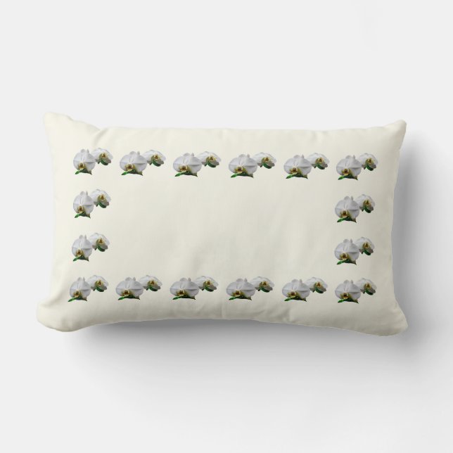 Delicate White Orchids Lumbar Cushion (Front)
