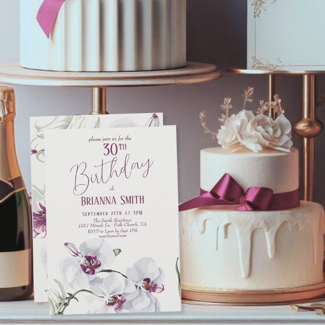 Delicate White Orchids Painting 30th Birthday Invitation (Creator Uploaded)