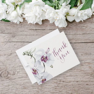 Delicate White Orchids Painting Thank You Card