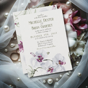 Delicate White Orchids Wedding Invitation