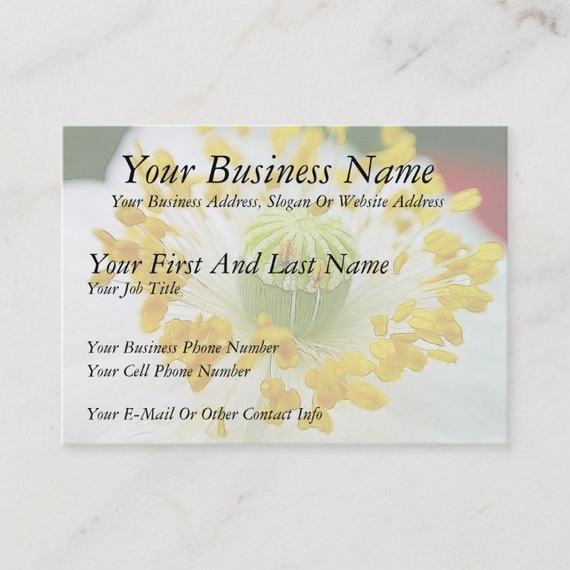Delicate White Poppy Business Card (Front)