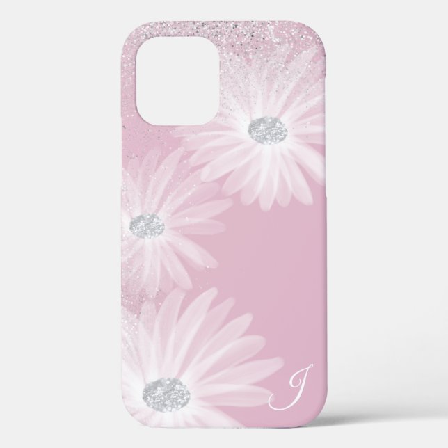 Delicate White Ribbon Flowers Monogram Case-Mate iPhone Case (Back)