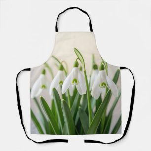 Delicate White Snowdrop Flowers Spring Bloom Apron