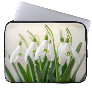 Delicate White Snowdrop Flowers Spring Bloom Laptop Sleeve