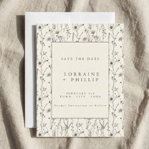 Delicate wild flowers garden wedding save the date
