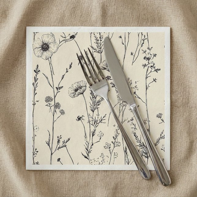 Delicate wild flowers napkin (Delicate wild flowers napkin.)