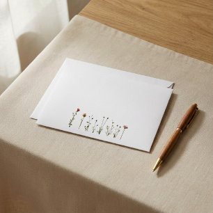 Delicate wild flowers wedding envelope