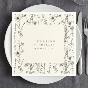 Delicate wild flowers wedding napkin