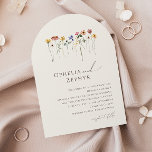 Delicate Wildflower | Beige Wedding Arch Invitation<br><div class="desc">This delicate wildflower | beige wedding arch invitation is perfect for your simple, whimsical boho rainbow summer wedding. The bright, enchanted pink, yellow, orange, and gold colour florals give this product the feel of a minimalist elegant vintage hippie spring garden. The modern design is artsy and delicate, portraying a classic...</div>