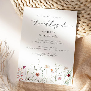 Delicate Wildflower Boho Romantic Wedding Invitation