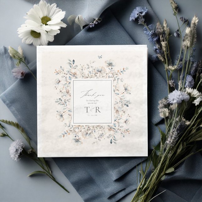 Delicate Wildflower Border Thank You ID1102 Napkin (Creator Uploaded)