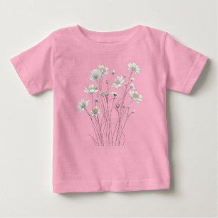 Delicate Wildflower Botanical Sketch Baby T-Shirt