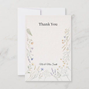 Delicate Wildflower Botanical Wedding Thank You Card