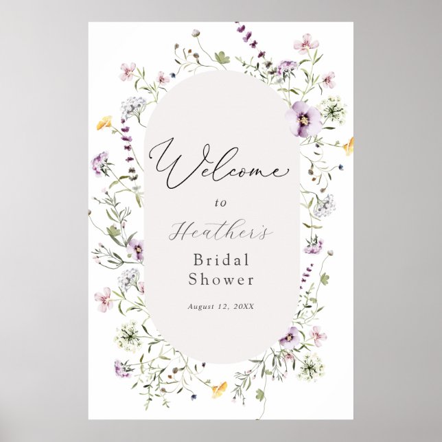 Delicate Wildflower Bridal Shower Welcome Poster (Front)