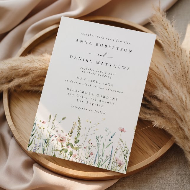 Delicate Wildflower Field Spring Wedding Invitation (Creator Uploaded)