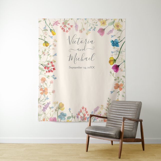 Delicate wildflower floral garden Wedding Tapestry (In Situ)