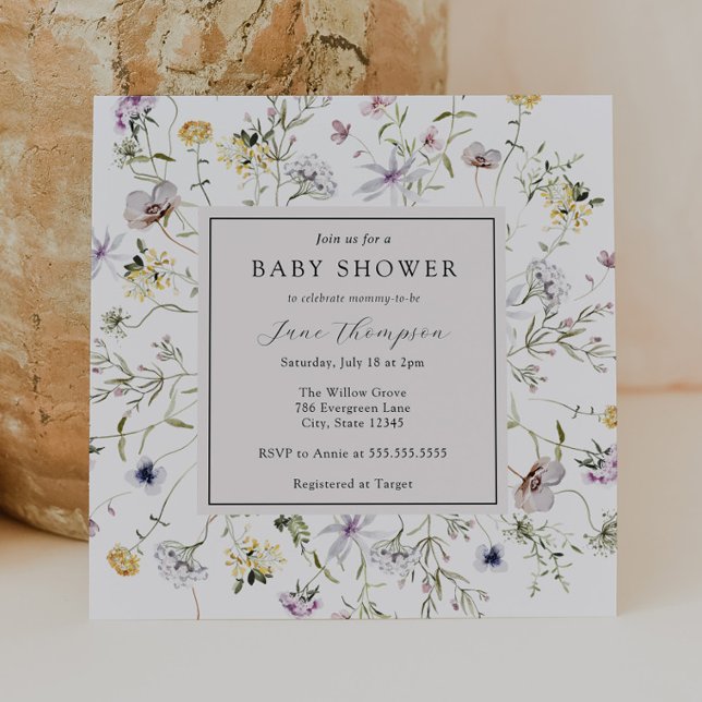 Delicate Wildflower Frame Baby Shower Invitation (Creator Uploaded)