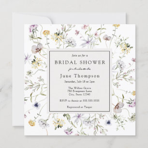 Delicate Wildflower Frame Bridal Shower Invitation