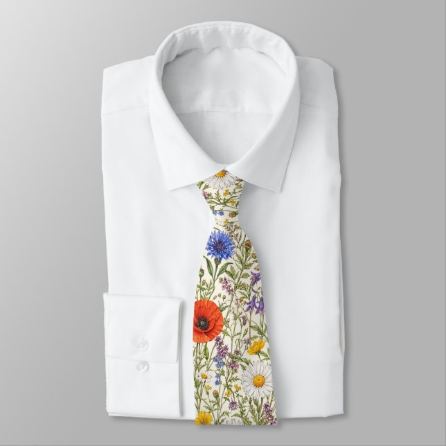 Delicate Wildflower Meadow Blooms Tie (Tied)