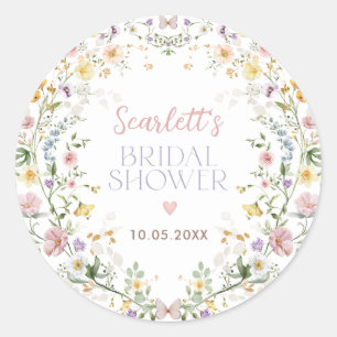 Delicate Wildflower Meadow Bridal Shower Favours Classic Round Sticker