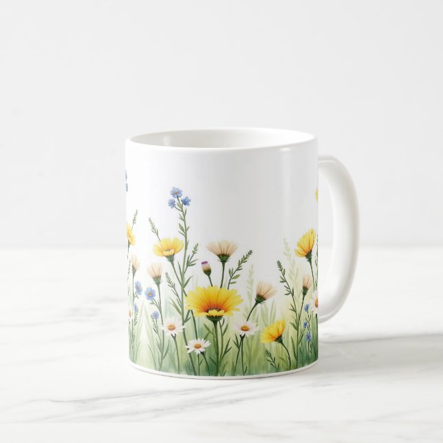 Delicate Wildflower Meadow Coffee Mug (Front Right)