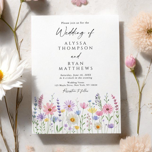 Delicate Wildflower Meadow Wedding Invitation (Creator Uploaded)