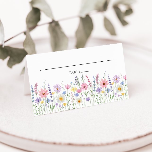 Delicate Wildflower Meadow Wedding Place Card (Creator Uploaded)