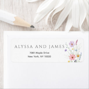 Delicate Wildflower Meadow Wedding Return Address Label