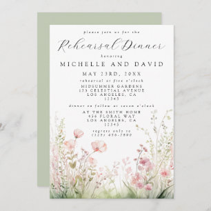 Delicate Wildflower Rehearsal Dinner Invitation