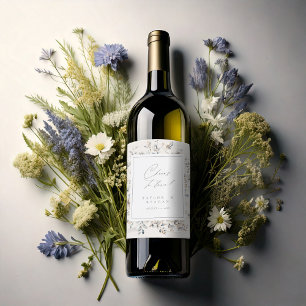 Delicate Wildflower Watercolor Cheers ID1102 Wine Label