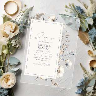 Delicate Wildflower Watercolor Floral ID1102 Acrylic Invitations