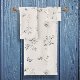 Delicate Wildflower Watercolor Pattern ID1102 Bath Towel Set