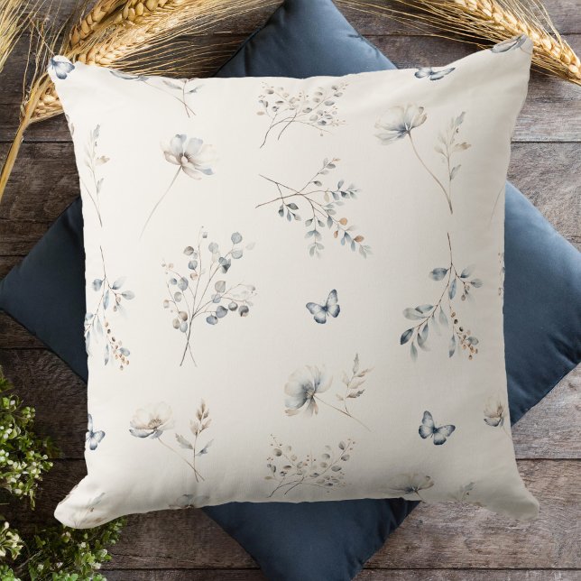 Delicate Wildflower Watercolor Pattern ID1102 Cushion (Creator Uploaded)