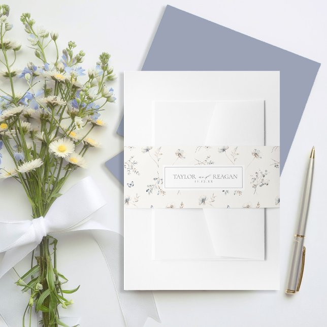 Delicate Wildflower Wedding Floral ID1102 Invitation Belly Band (Creator Uploaded)