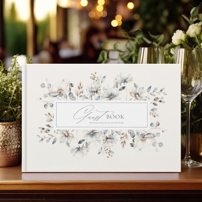 Delicate Wildflower Wedding Ivory White ID1102 Guest Book (Creator Uploaded)