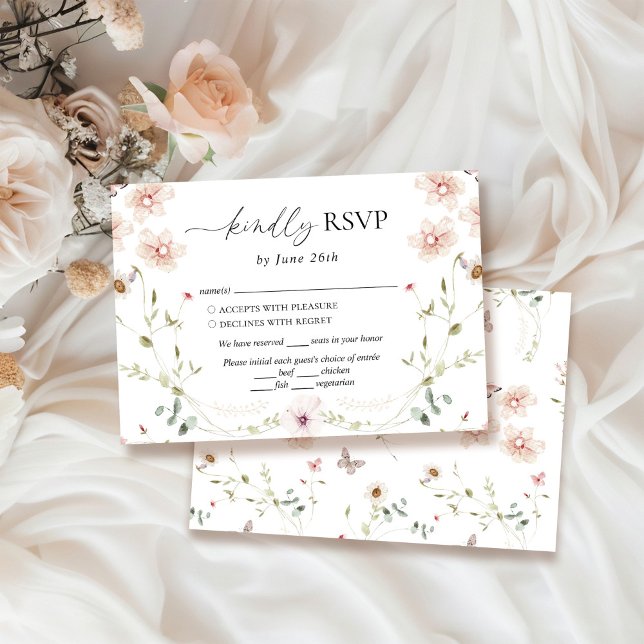 Delicate Wildflower Wedding RSVP Card (Creator Uploaded)