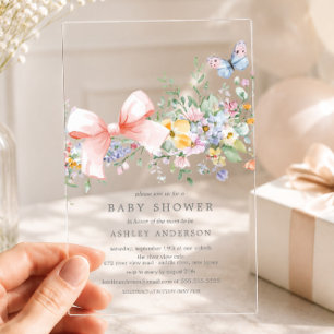 Delicate Wildflowers Baby Shower  Acrylic Invitations