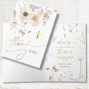 delicate wildflowers Baptism thank you for coming Card