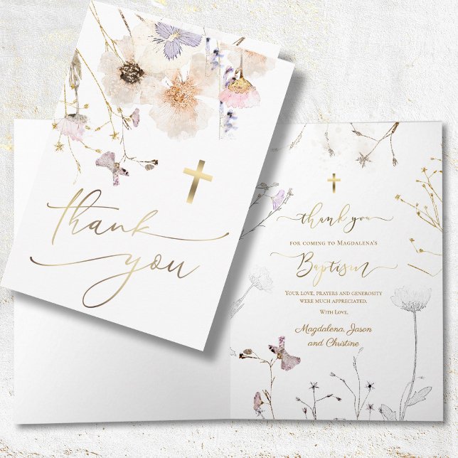 delicate wildflowers Baptism thank you for coming Card (Creator Uploaded)