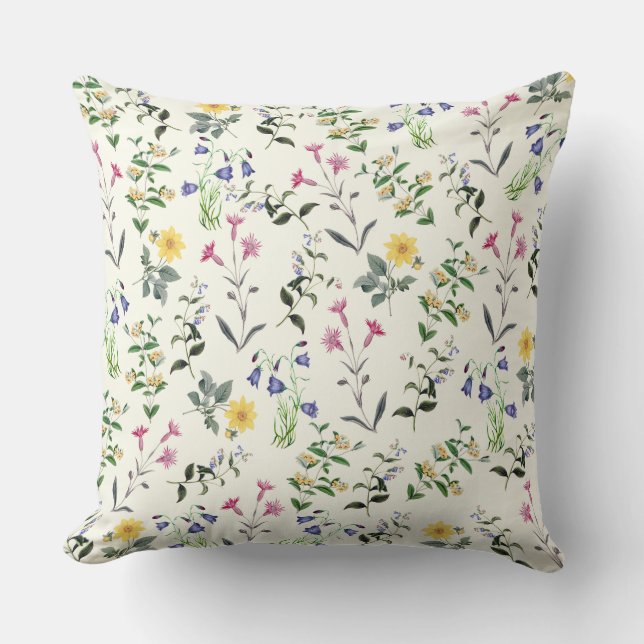 Delicate Wildflowers Botanical Floral Pillow 20x20 (Front)