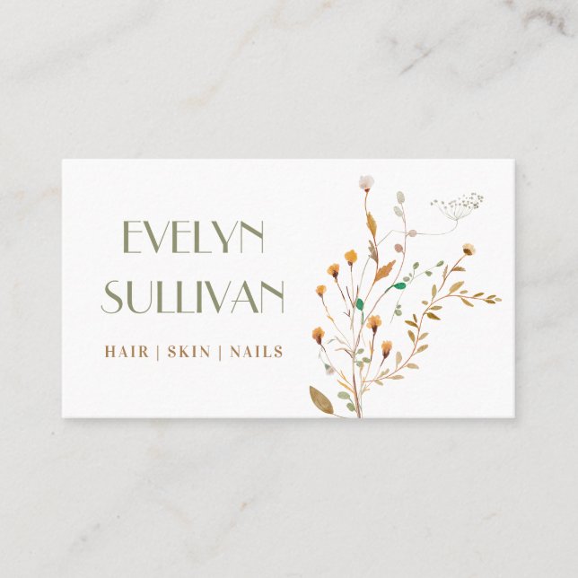 Delicate wildflowers bouquet business card (Front)
