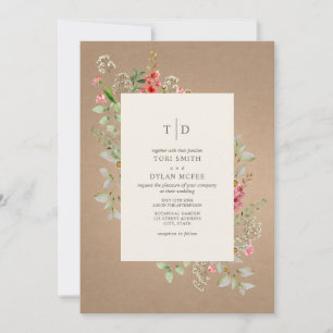 Delicate Wildflowers Cardstock Botanical Wedding Invitation
