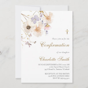 delicate wildflowers Confirmation Invitation