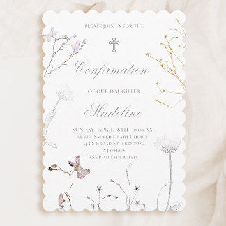 delicate wildflowers Confirmation Invitation