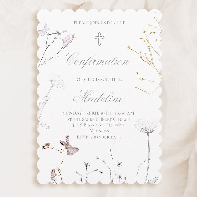 delicate wildflowers Confirmation Invitation (Creator Uploaded)